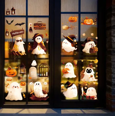 New Halloween 3D cute ghost pumpkin Static stickers Halloween Eve holiday party decorative window stickers