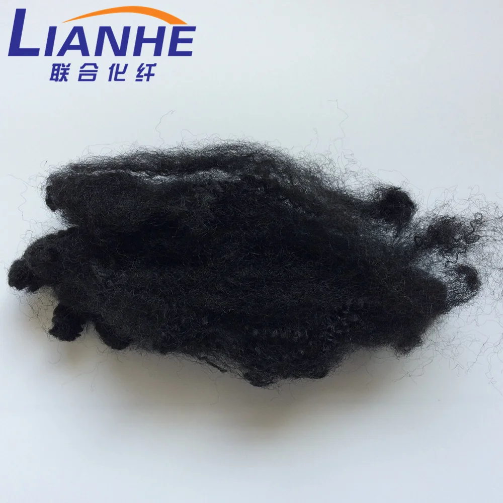 1 5 denier 38 мм 100% переработанный допинг окрашенное черное Полиэфирное штапельное