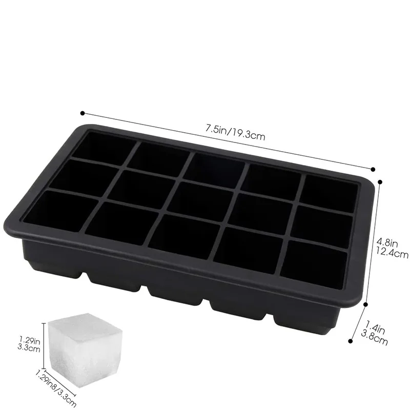 Silicone Ice Cube Tray 15 Cavity Square Ice Mold Freeze Mould Ice Cream Maker For Drinks Beverage