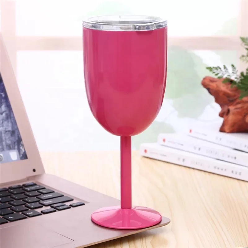 Hot Selling Wine Sippy Cup Vacuum Insulated Rose Wine Glasses With Spill Proof Lid Stainless Steel Lady Wine Freezing Cups