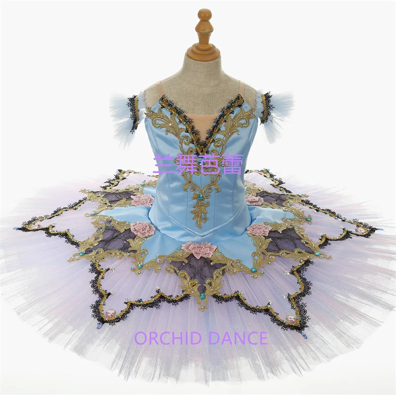 Fashion Contrasting Colors 12 Layers Competition Performance Wear Professional Adult Girls Light Blue Ballet Tutu Dress