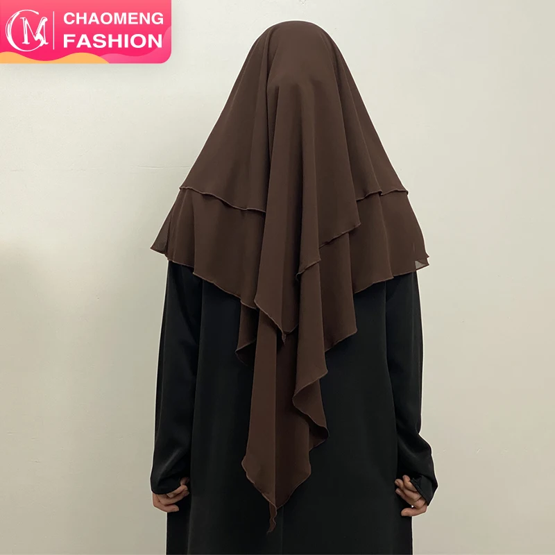 2305# New front back 2 layer chiffon khimar solid color women hijab muslim modest fashion long hijabs wholesale scarves 19 color