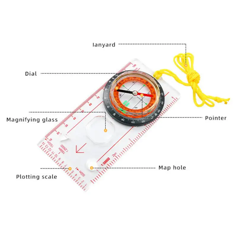 Outdoor Camping Metal Compasses Multi Functional Precision Magnifying Glass Compass Ruler Map Small Survival Compass
