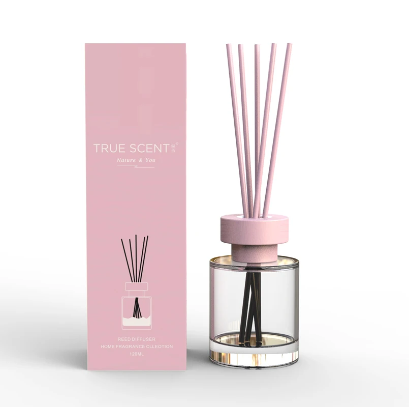 125ml Clear Round Glass Bottle Reed Diffuser Bottle Wood Collar Aroma Home Fragrance  Rattan Reed Diffuser