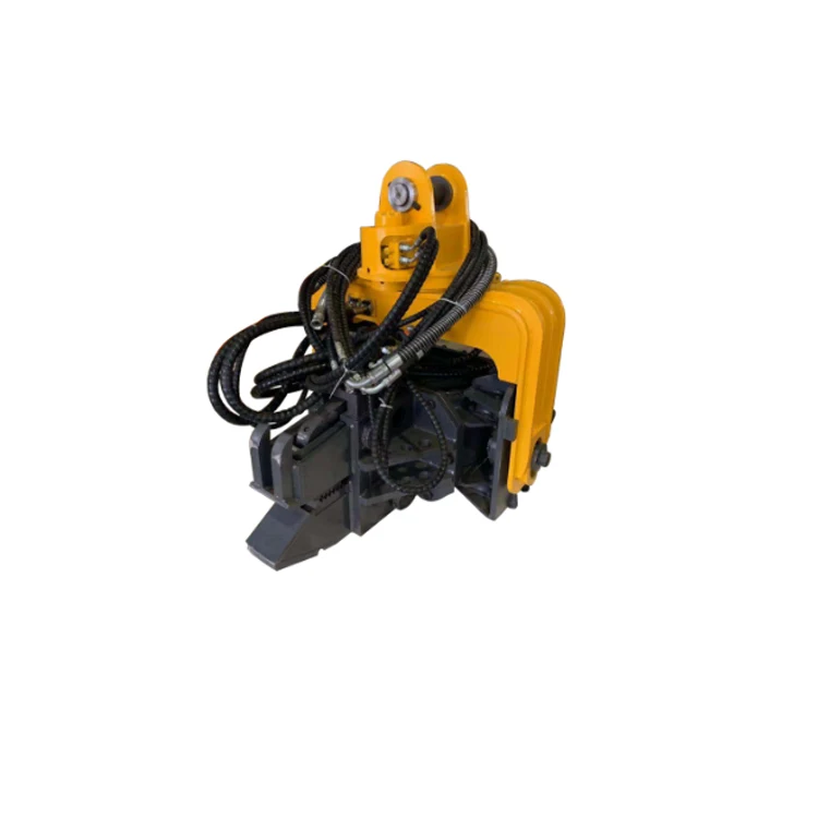 Excavator used hydraulic screw pile driver for solar projects