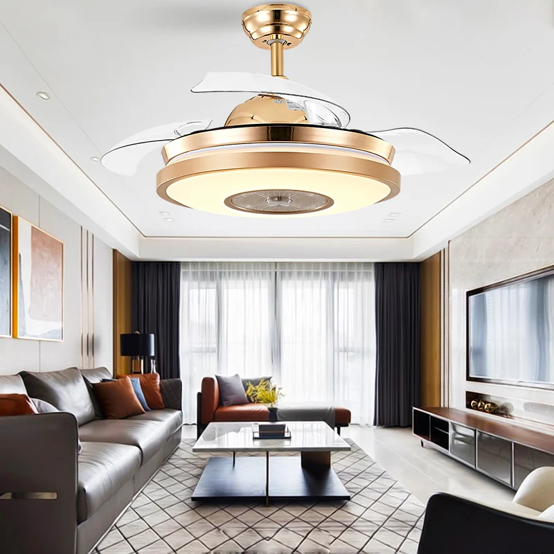 Factory Direct Modern Designer decor Smart DC Electric ABS Blade ceiling fan lights with remote control