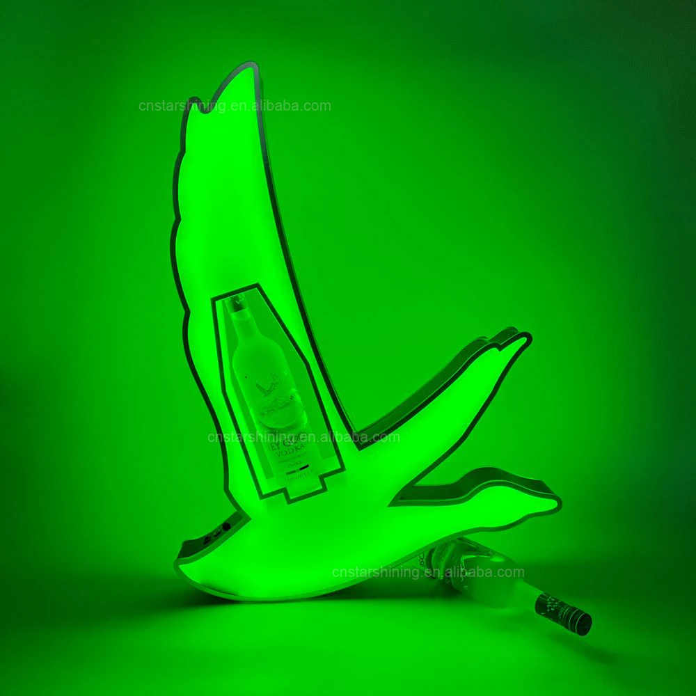 OEM acrylic LED grey Goose sign LED bottle presenter champagne Bottle glorifier Holder VIP Display Stand For Night Club Bar