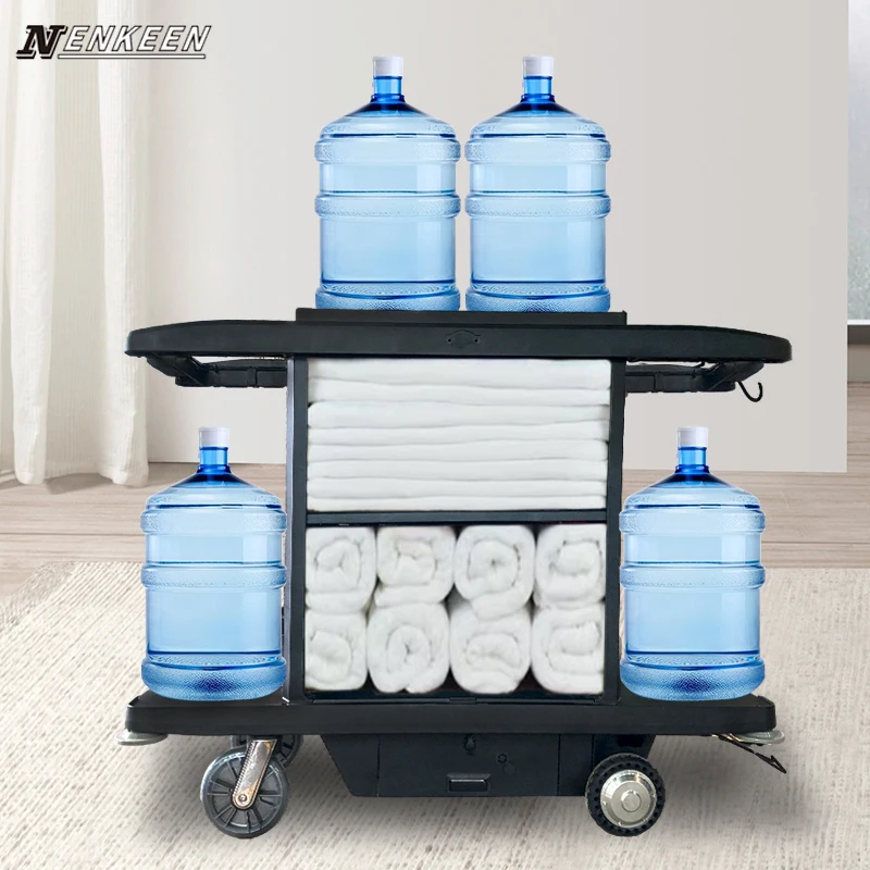OEM Powered Maid Cart Custom Housekeeping Cart Hotel Electric Cleaning Trolley