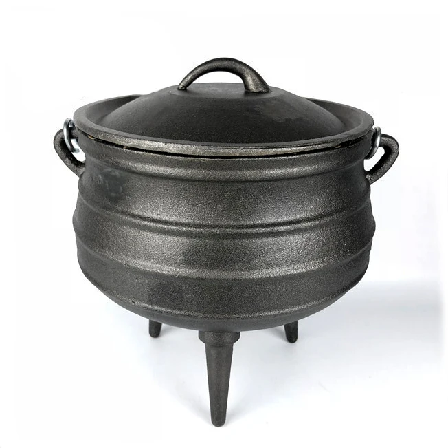 20 inch large non stick pre season cast iron three leg Dutch pot picnic pot