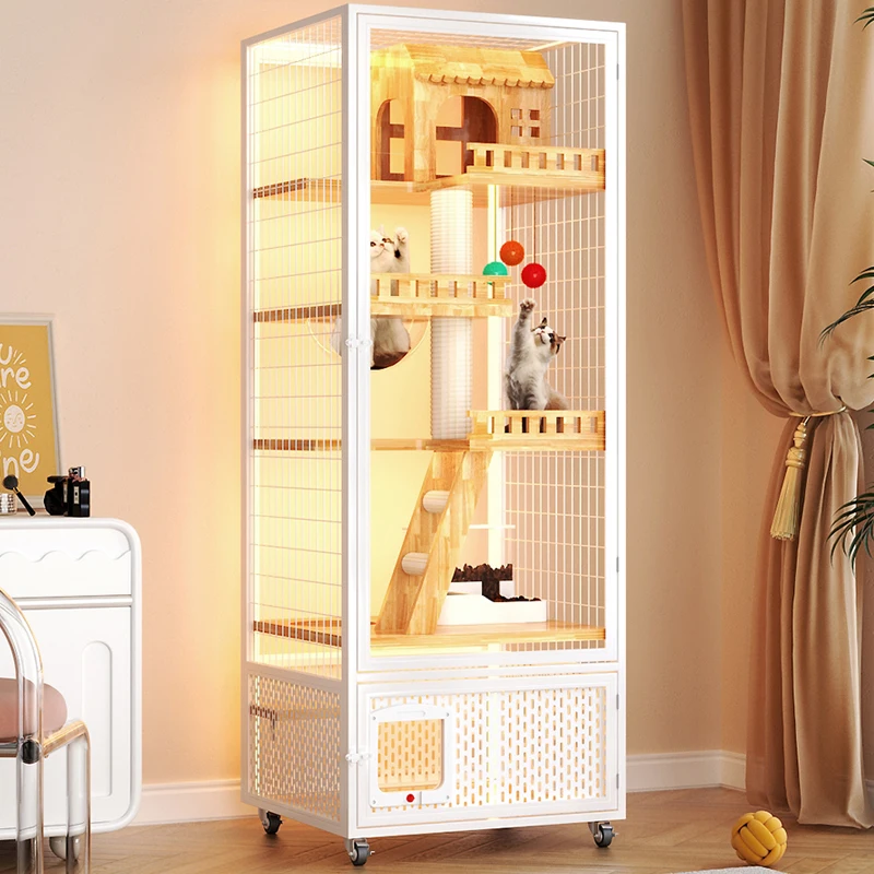 Hot sale manufacturer pet cages&houses cat cage large pet furniture solid wood cat villa