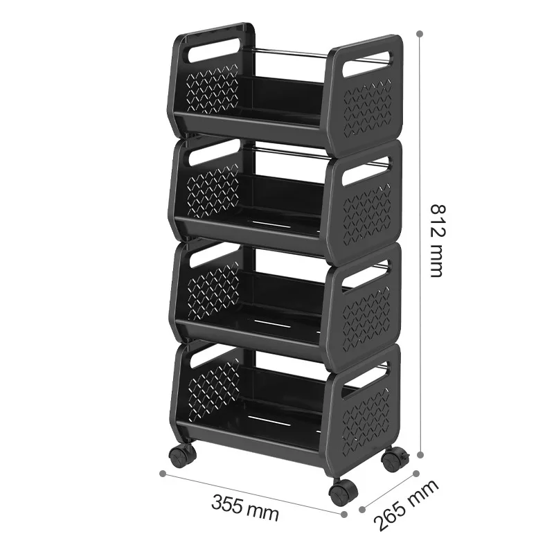 Fashion Design Kitchen Fruit Vegetable Storage Trolley 4 Tier Utility Cart Kitchen Island Rolling Storage Rack with Wheels