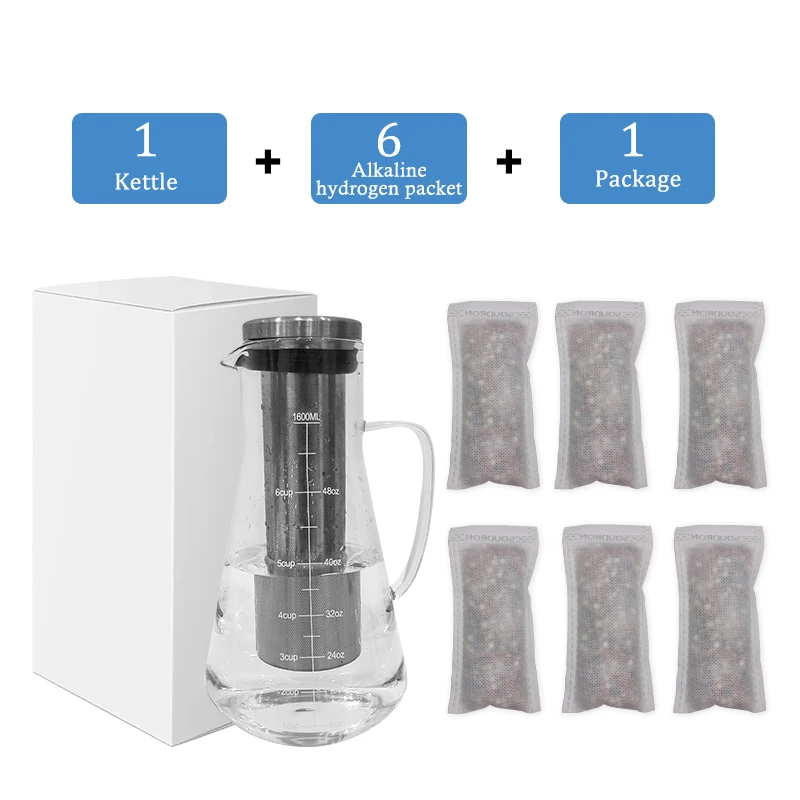 Increases pH Reduce ORP adding beneficial minerals pH Replenish Glass Alkaline Water Filter Pitcher for Pure Drinking Wate