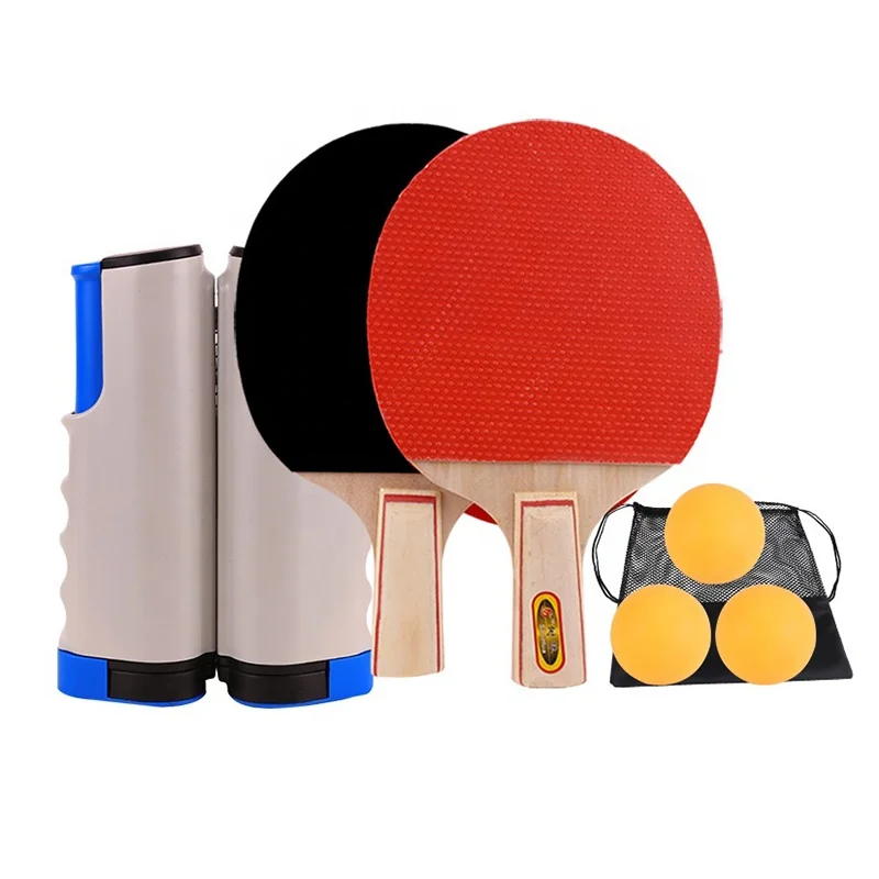 Adjustable Retractable Ping Pong Net Set with Post Professional Table Tennis Rackets and Balls Net with Posts