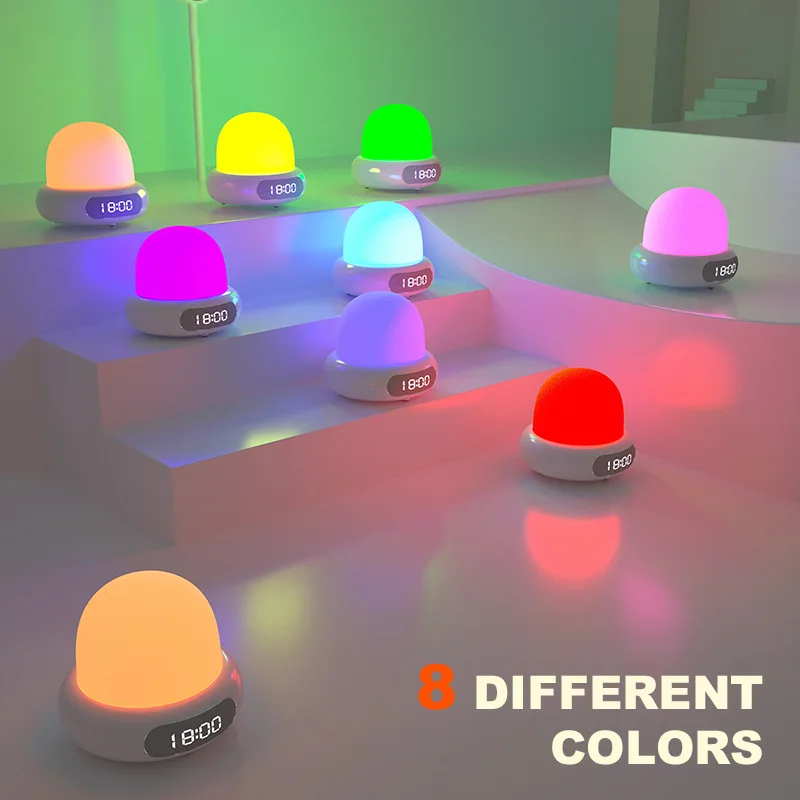 Alarm Clock Night Light Silicone Pat Lamp 8 LED Light Babies Night Light