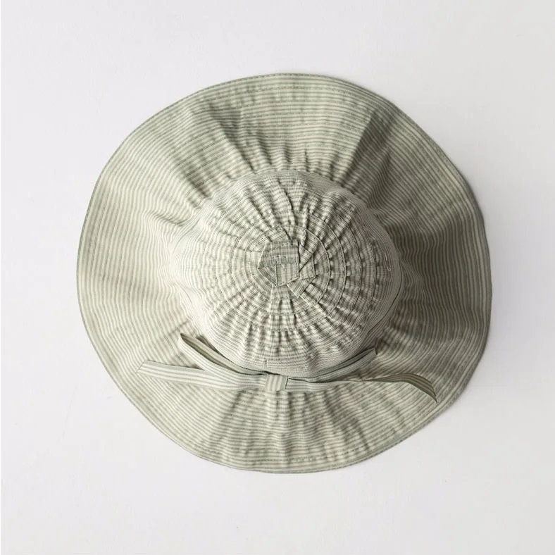 Модные пляжные шляпы для женщин, летняя Солнцезащитная складная шляпа в полоску с широкими полями