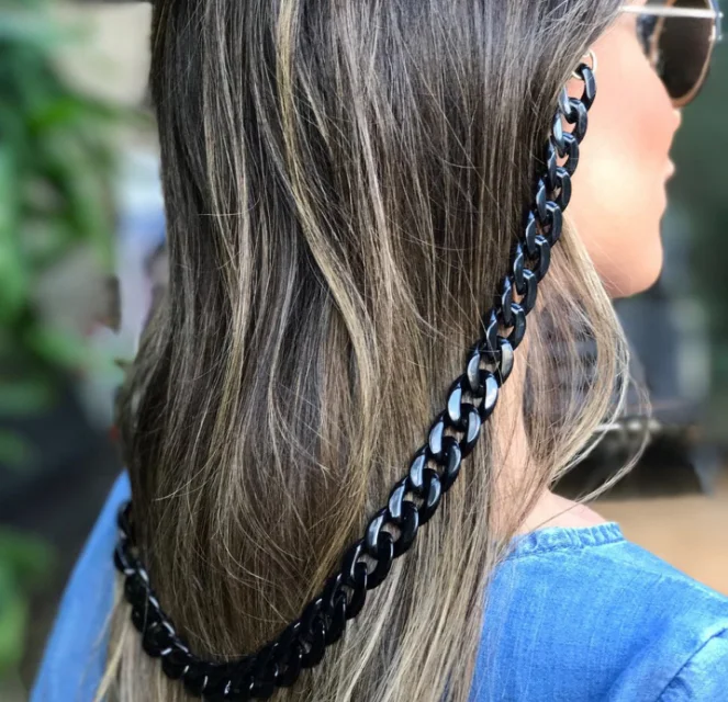 
2021 simple vintage retro black white fashion sunglasses glasses decoration chains 