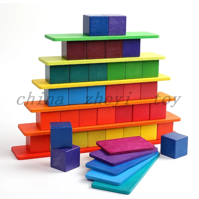 Factory direct sale baby montessori wooden construction toys blocks toys wholesale boys girls kids toys story in china