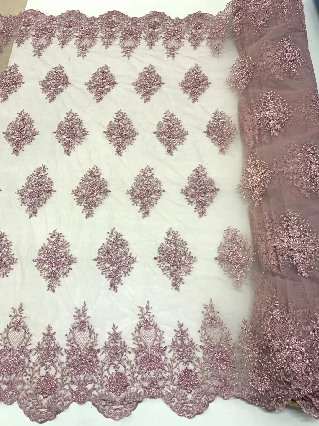 design small MOQ  haute couture  lace fabric  designs in champagne  color