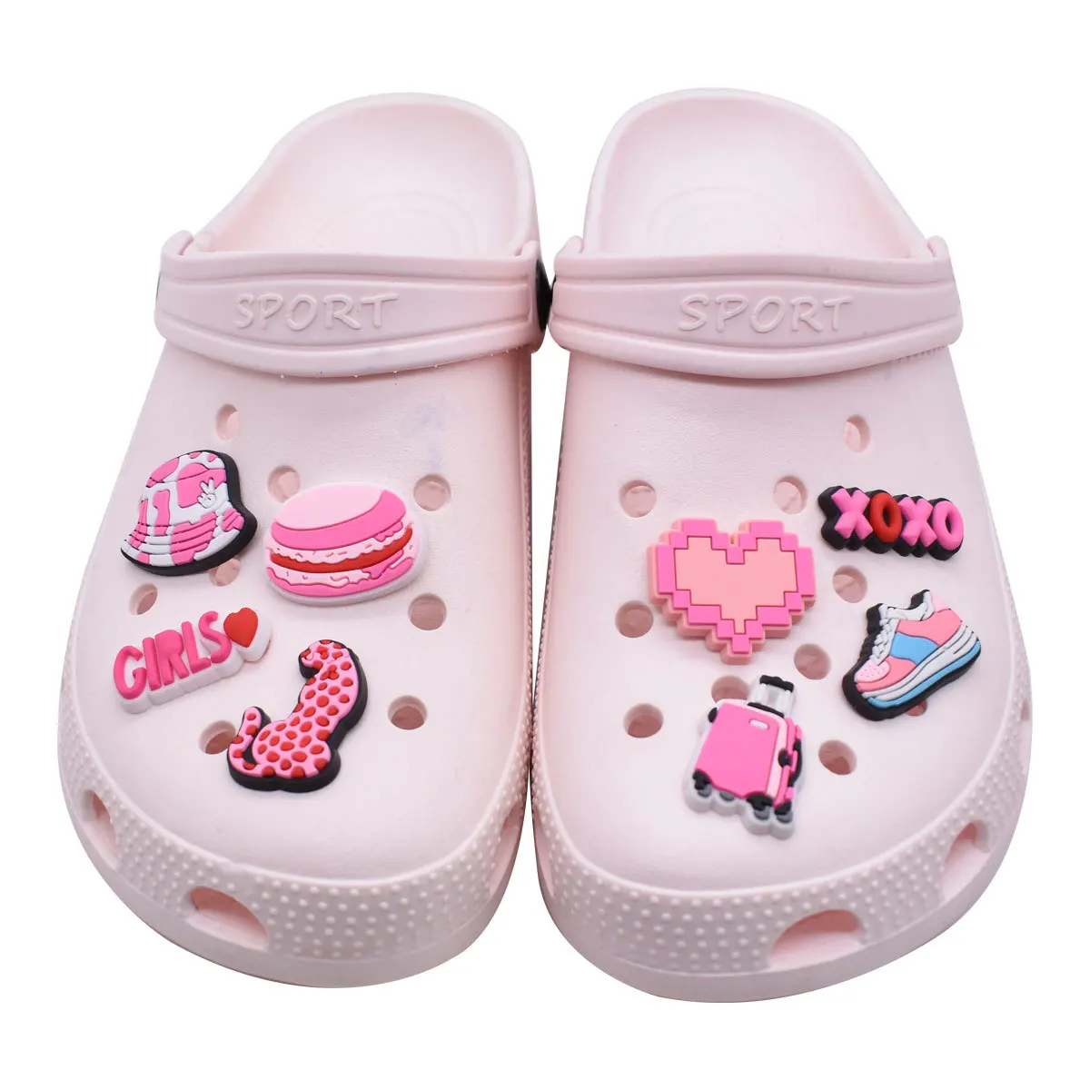 Pink Girls Xoxo Shoe Flower Accessories Set Adorable Style Multispecies Fashionable Shoes Decoration Charm For Kid Women Shoes
