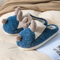 baiyi Cartoon cotton slippers plus velvet warm indoor shoes non-slip parent-child cotton slippers