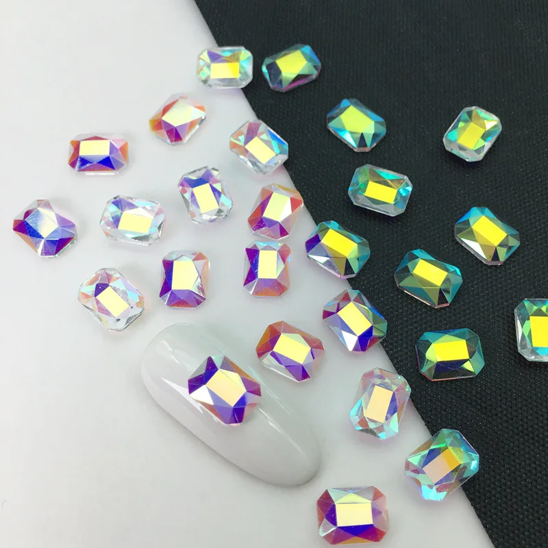 Ice Aurora Fantasy Transparent AB Diamond Shiny Glass Crystal Rhinestone Charms Nail Art Decoration Flatback Bottom Gemstones