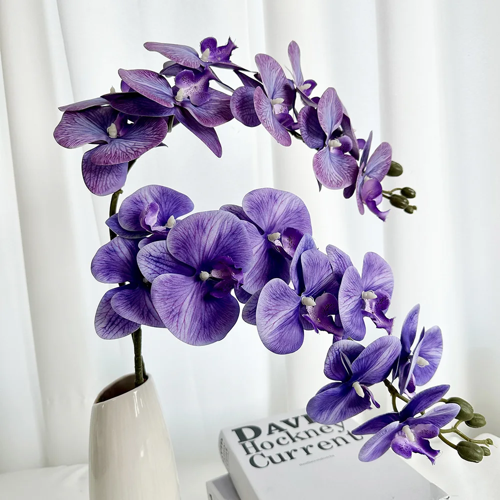 New 9 Head real touch hand feeling orquideas phalaenopsis simulation bouquet artificial orchid decorative