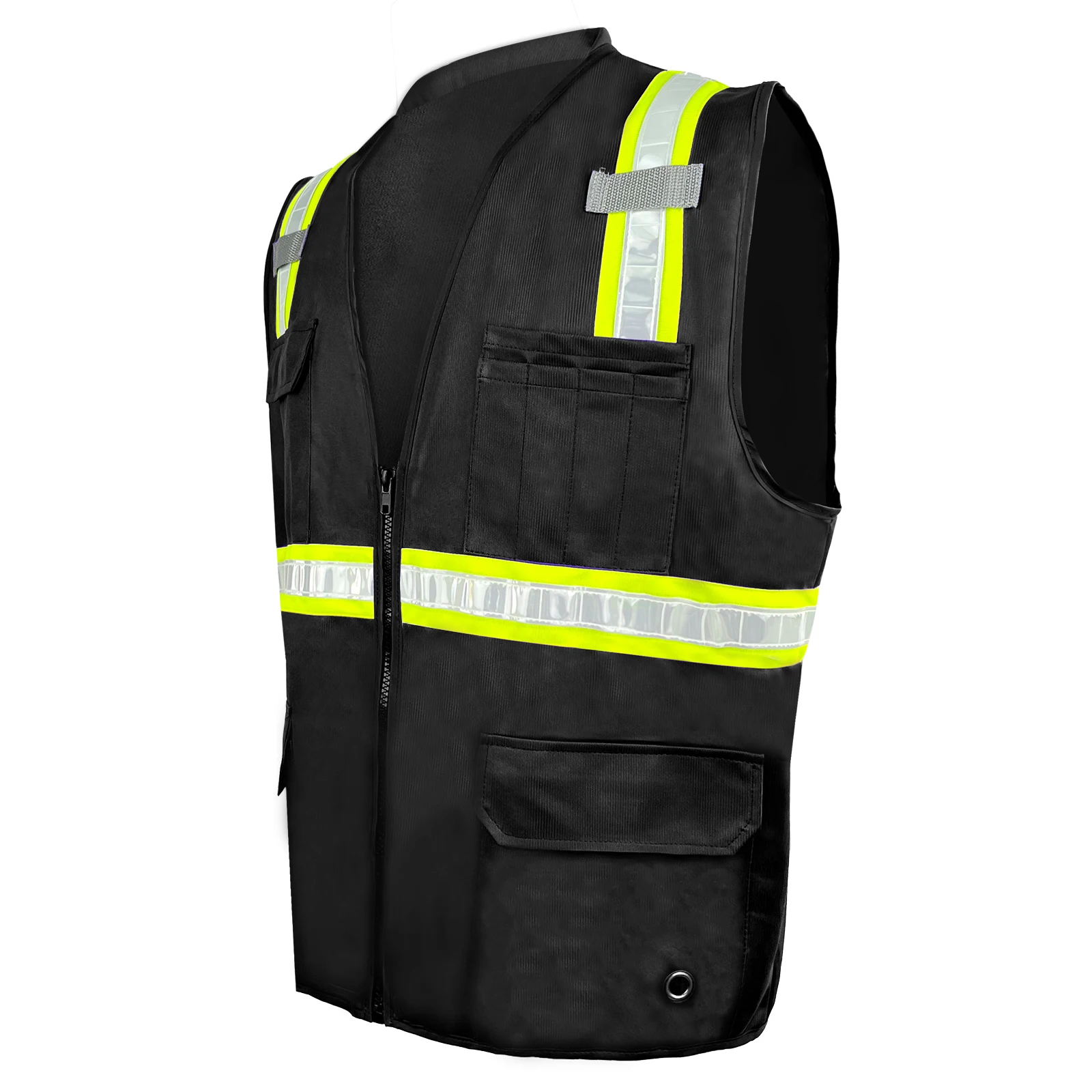 ZUJA Hot Selling PVC High Reflective Tape Construction Safety Vest Multi Pockets Comfortable Sponge Neck Safety Vest