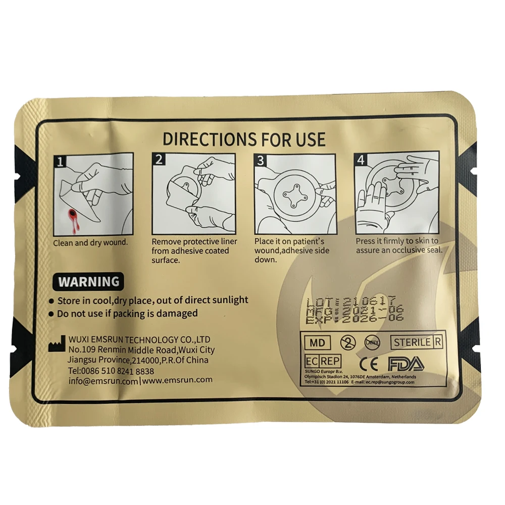 Emergency Wound Dressing Vented Chest Seal for Army