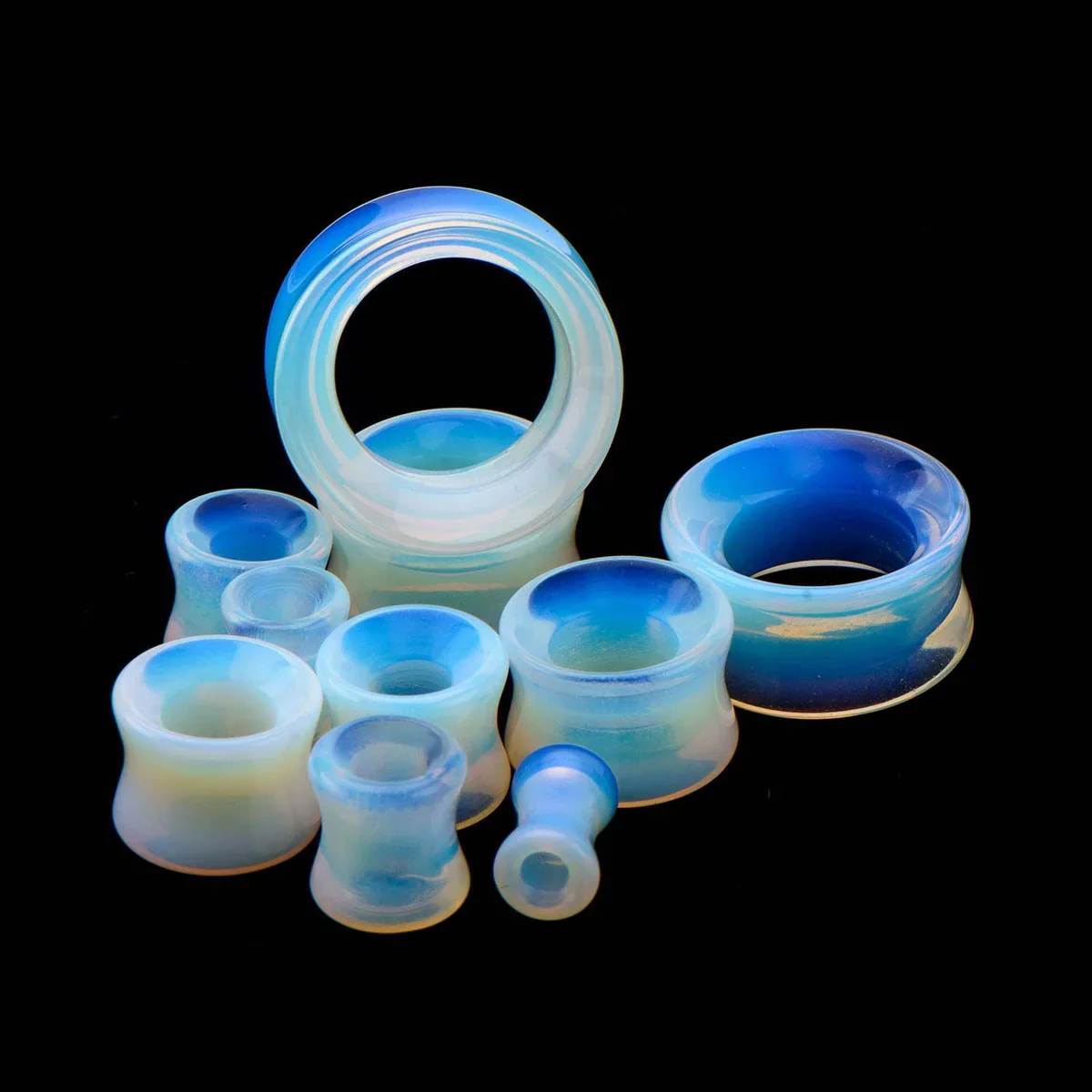 Opal Double Flare Tunnel Plug Opalite Stone Eyelet Ear Plugs Piercing Jewelry  for Stretched Ears 6mm-25mm