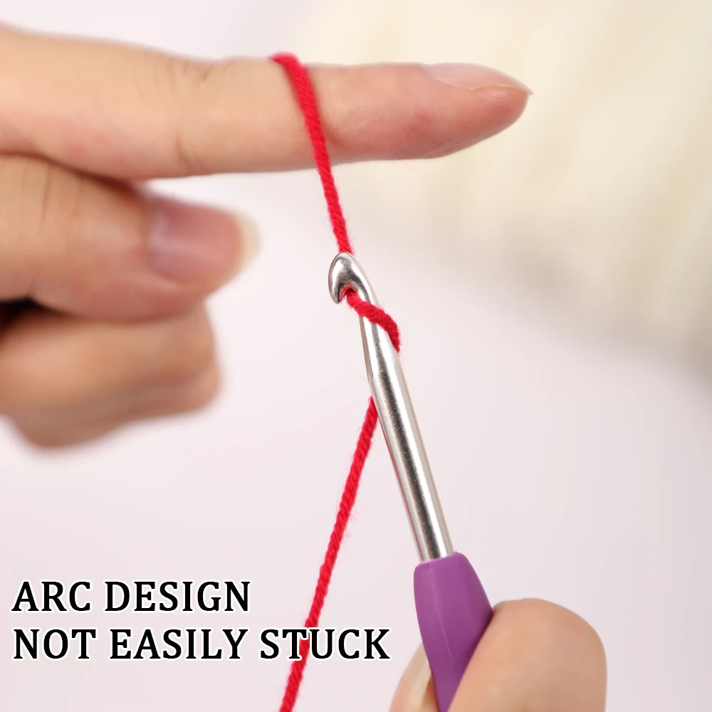 12Pcs/set Multicolor Plastic Handle Aluminum Crochet Hooks 2 mm 10 mm Yarn Sweater Weave Craft Tools Knitting Needle Set