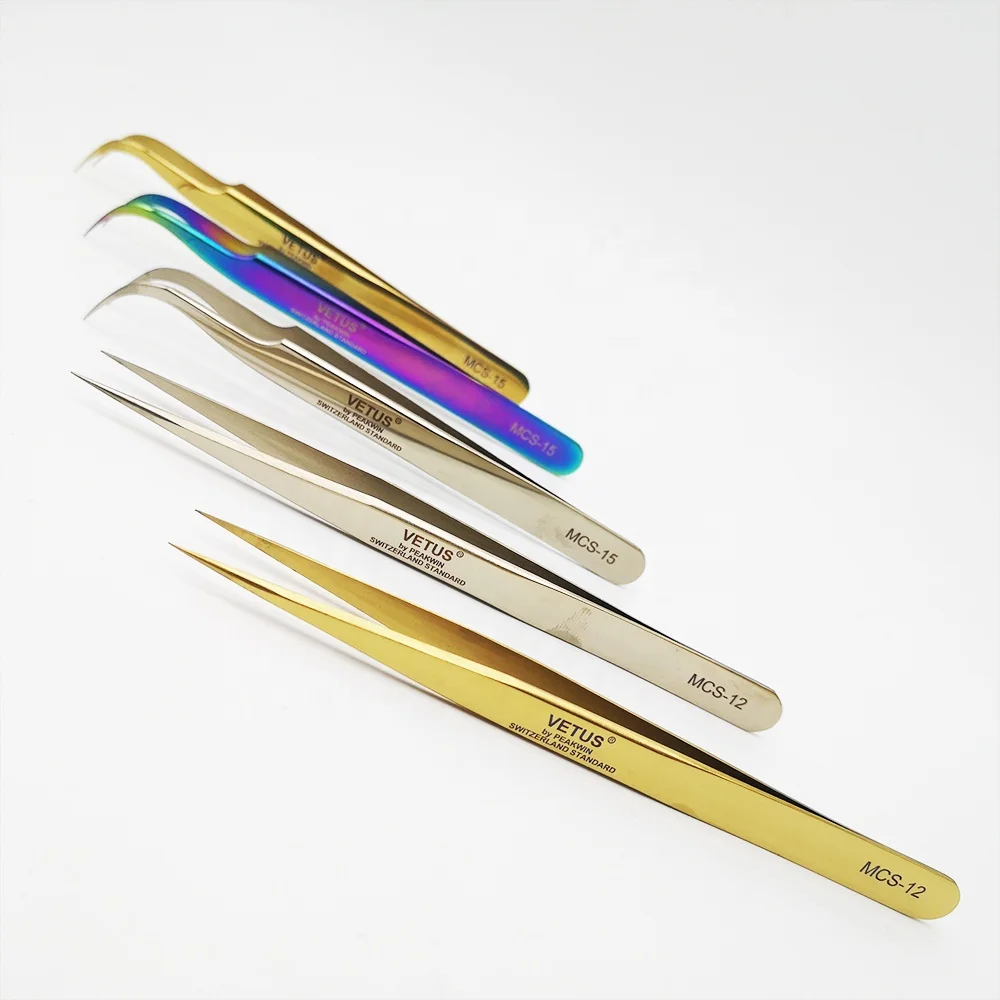 Meecil Rose Gold Wholesale Custom Logo Custom Eyelash Extension Tweezers Private Label Lash Tweezers Eyelash Extension