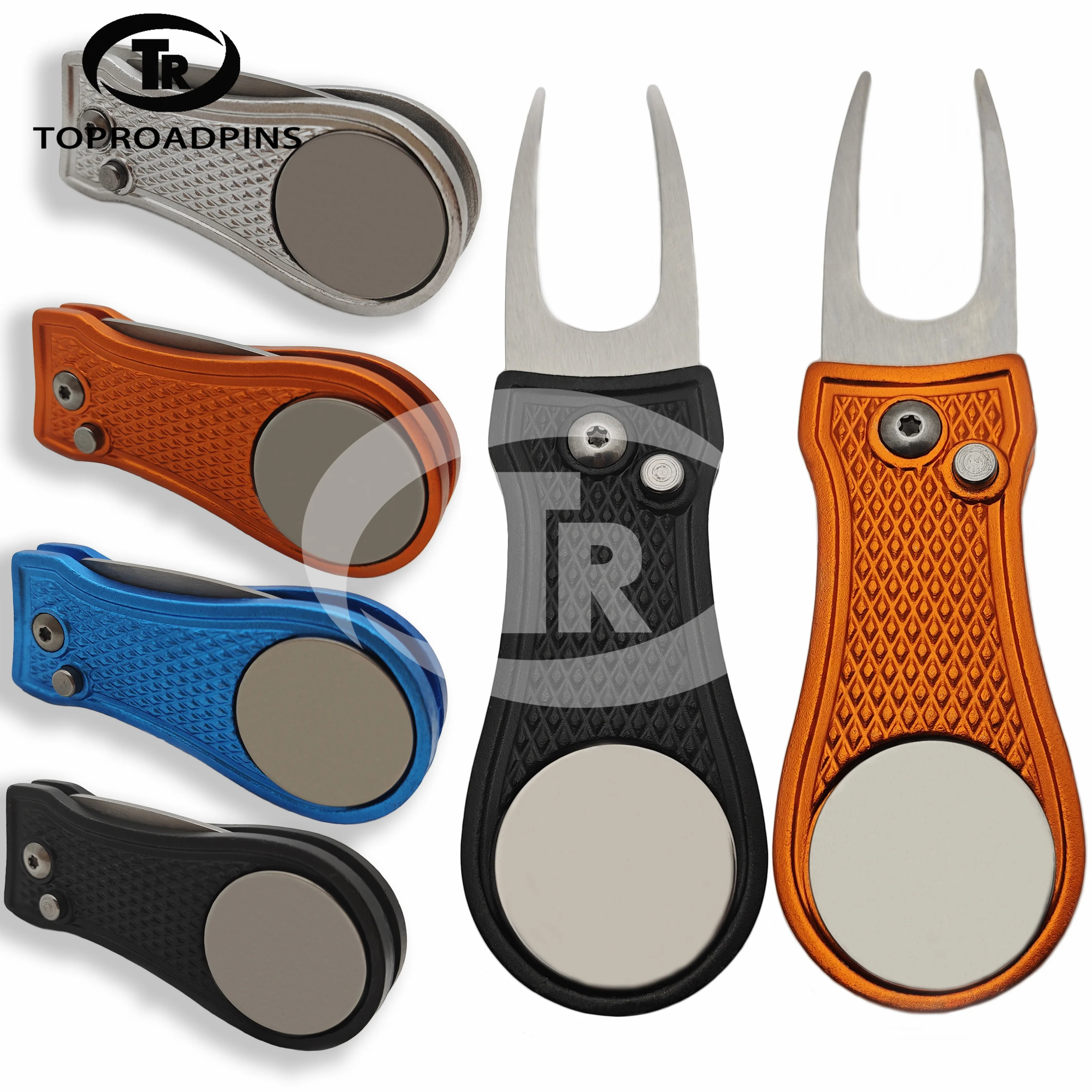 Wholesale Support Logo New Custom Traditional Multicolor Retractable Golf Divot Tool With Ball Marker