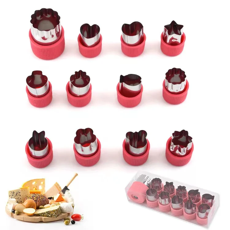 Best Seller 12pcs Different Shapes Stainless Steel Mini Vegetable Fruit Biscuit Cutters