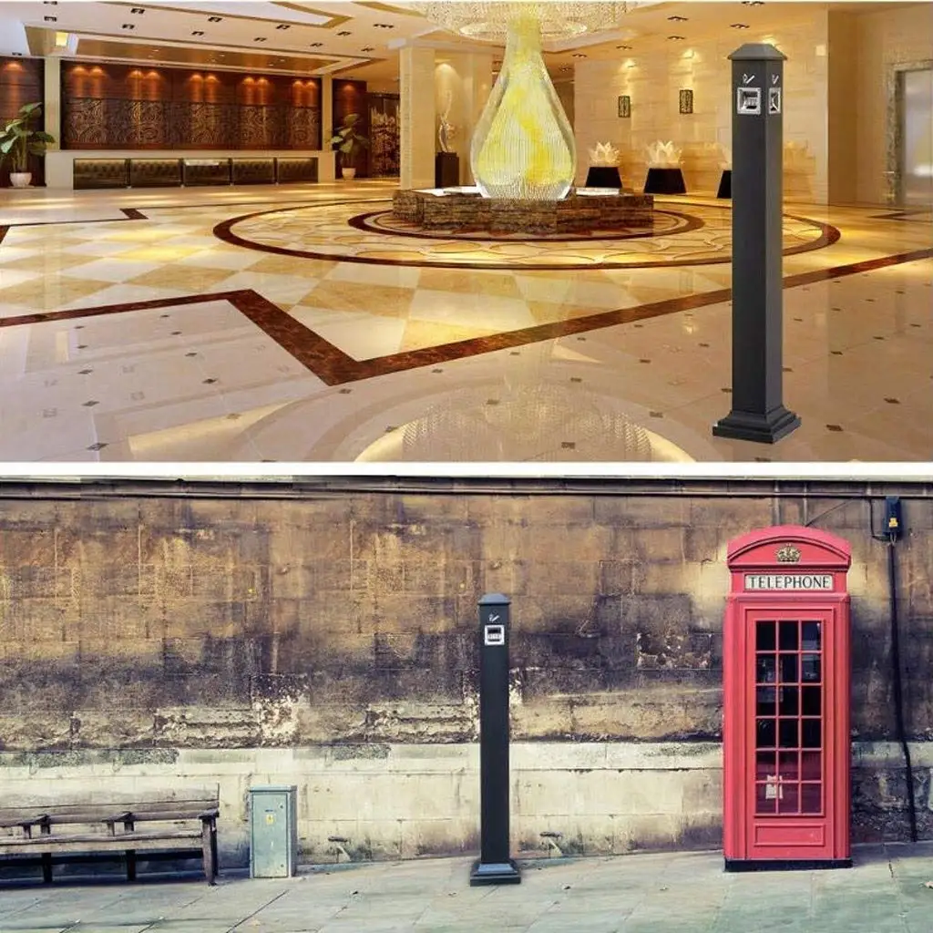 Stainless Steel Soot Column Ashtray for Shopping Malls Hotels Vertical Cigarette Butt Pedicle Outdoor Trash Can Floor Ash Column