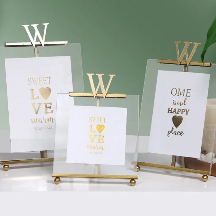 Creative Modern Simple Office Decoration W-Type Transparent Plant Specimen Frame Tabletop Metal Photo Frame