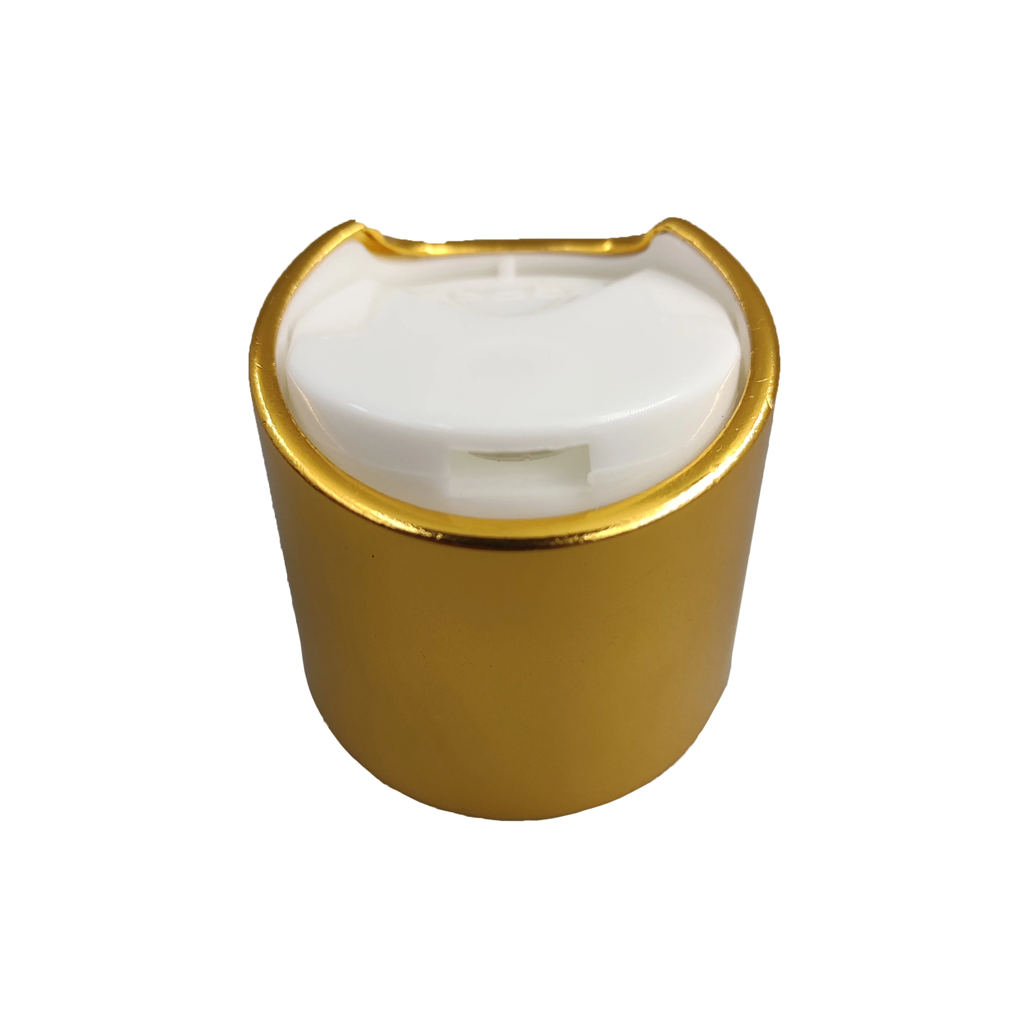 wholesale factory piece  28/410 metal aluminum  gold disc top cap customized for bottles gold matte disc cap