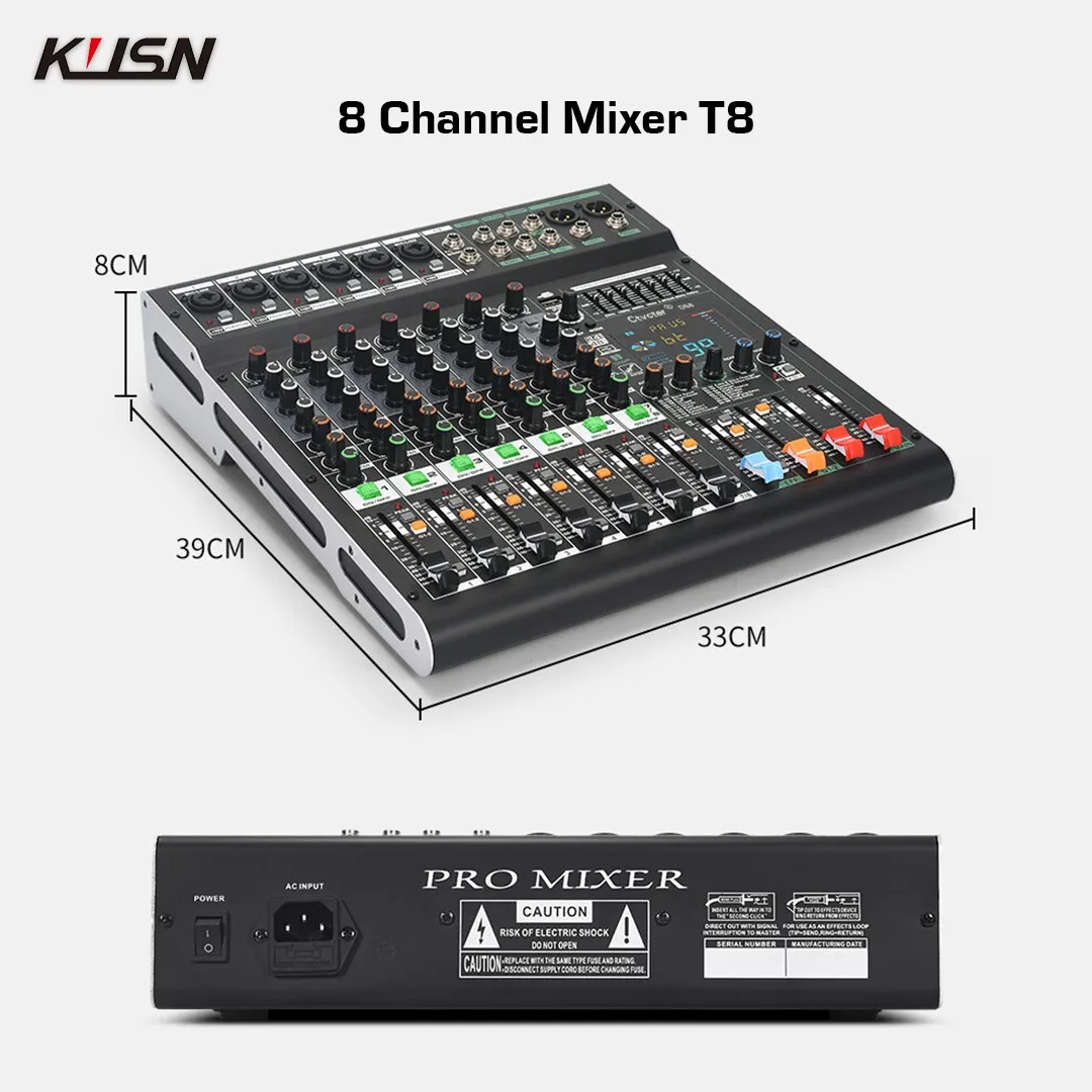 8 Channel 99 DSP Digital Mixer Professional Powered Audio Mixing Console Power Soundcraft Sound Mixer with Bluetooth USB