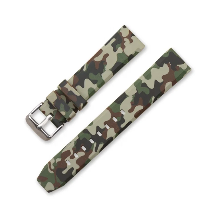 20mm 22mm 24mm Camouflage Camo Silicone Watch Strap