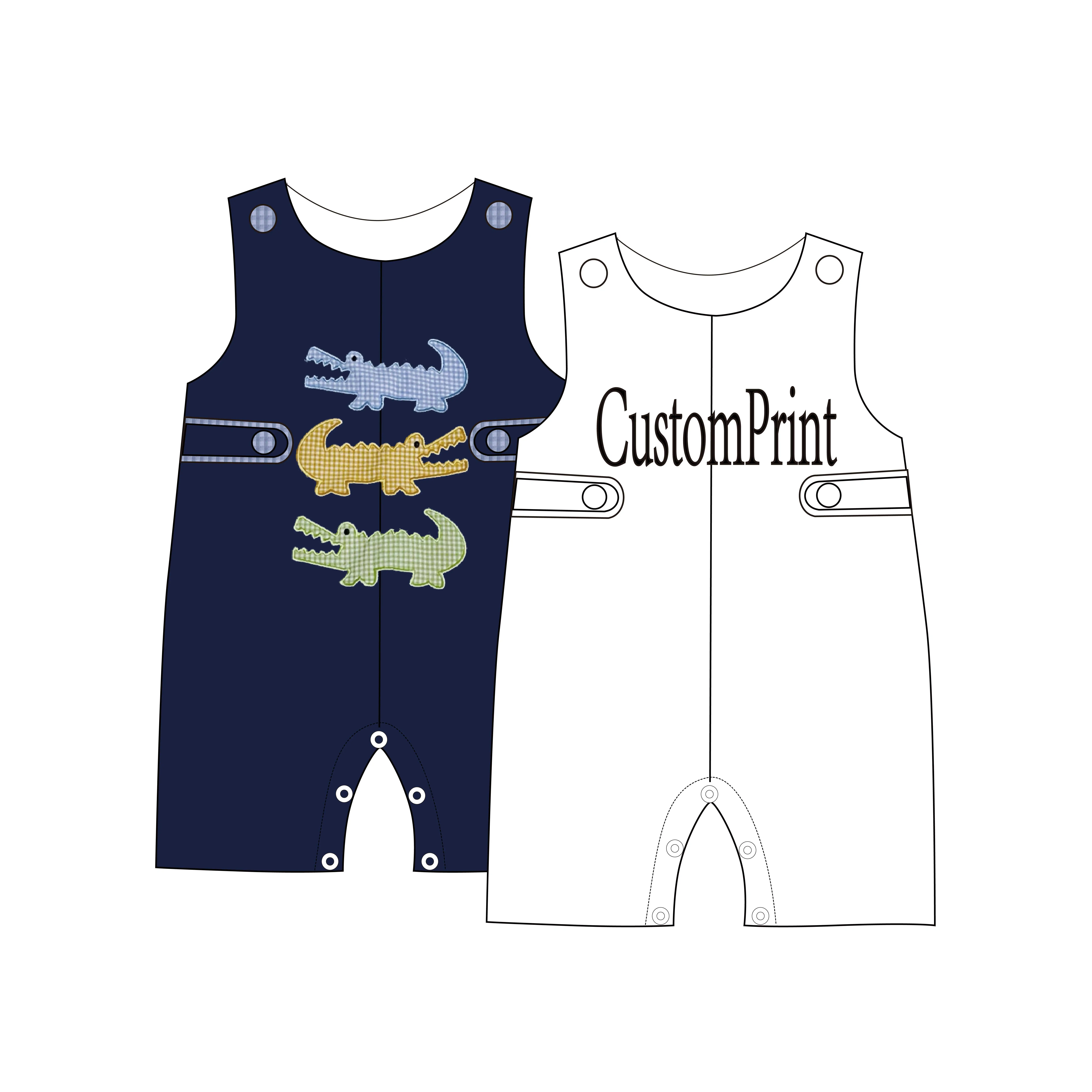 2024 embroider cartoon tool checkered sleeveless boys romper kids boys clothes boutique wholesale high quality hot sale
