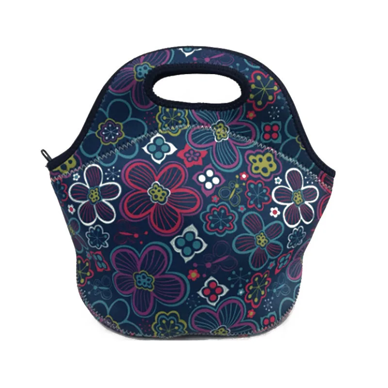 Thermal printed neoprene lunch bag picnic handbag