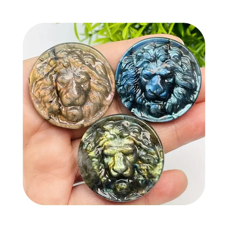 2024 Factory Direct Selling Natural healing colorful flash quartz labradorite lion animal shape carvings crafts rock for gift