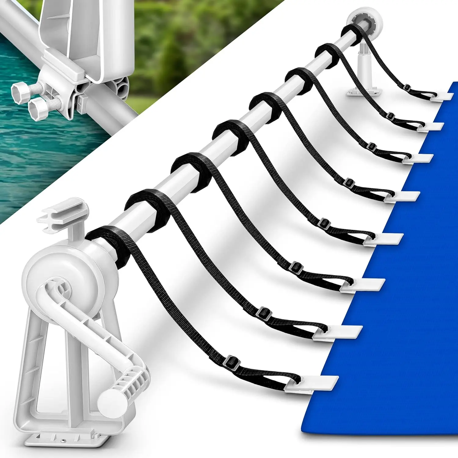 Plastic Pool Cover Reel with Aluminum Pipe and Plastic Support upground Cover Reel