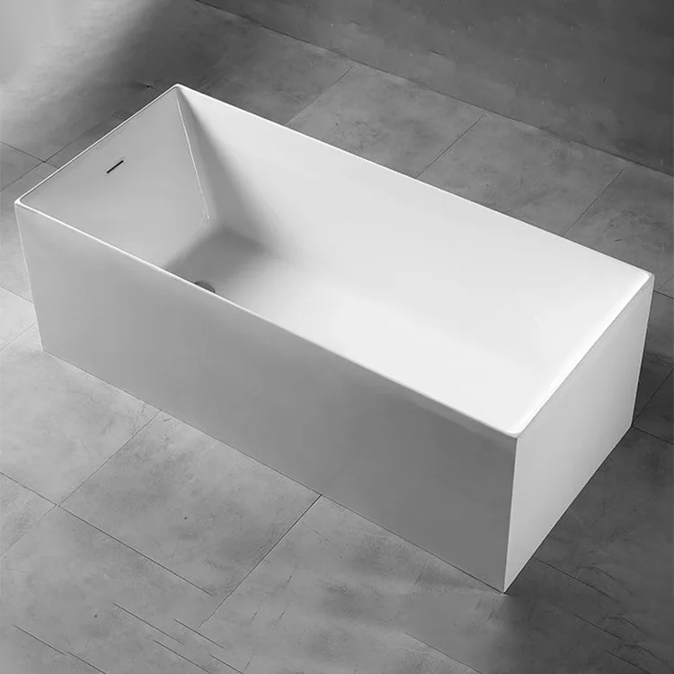 KMRY Hotel Home Use Luxury Modern Pure White Rectangle Bathroom Freestanding Acrylic Shower Bathtub Bath Tub