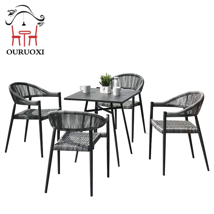 Outdoor Garden Furniture Restaurant Outdoor Woven Rope Dining Table Chair