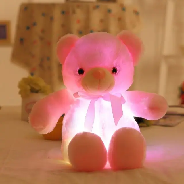 Wholesale Custom Led Teddy Bear 30cm Stuffed Animal Colorful Plushie Toy Light Up Led Musical Teddy Bear For Valentine