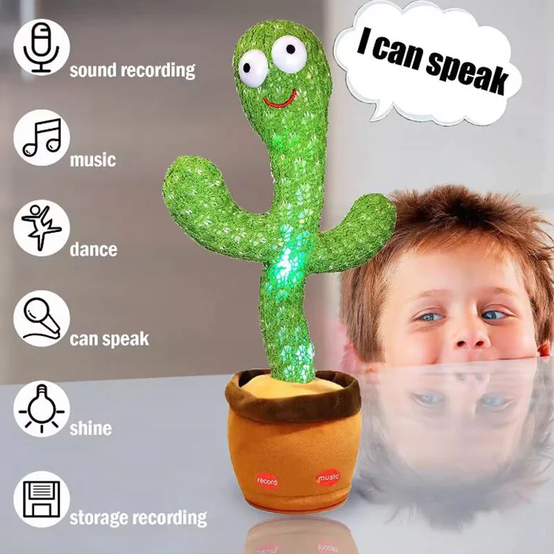 Electric Cactus Toy  Dancing Cactus 120 Songs Singing Talking Record Repeating What You say dancing cactus toy record and repeat