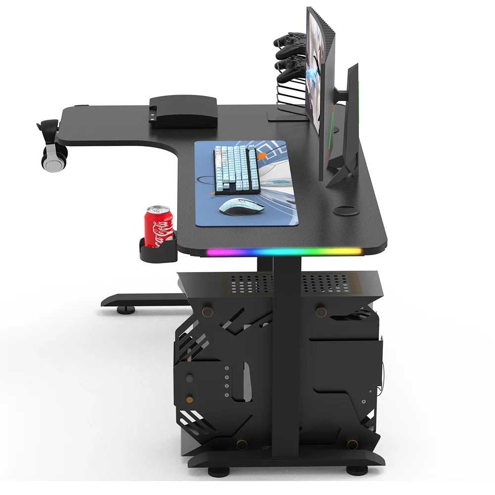 Beisijie Free Sample Gaming Desk L Shaped Gaming Desk Gamer Computer Gaming  Table With RGB