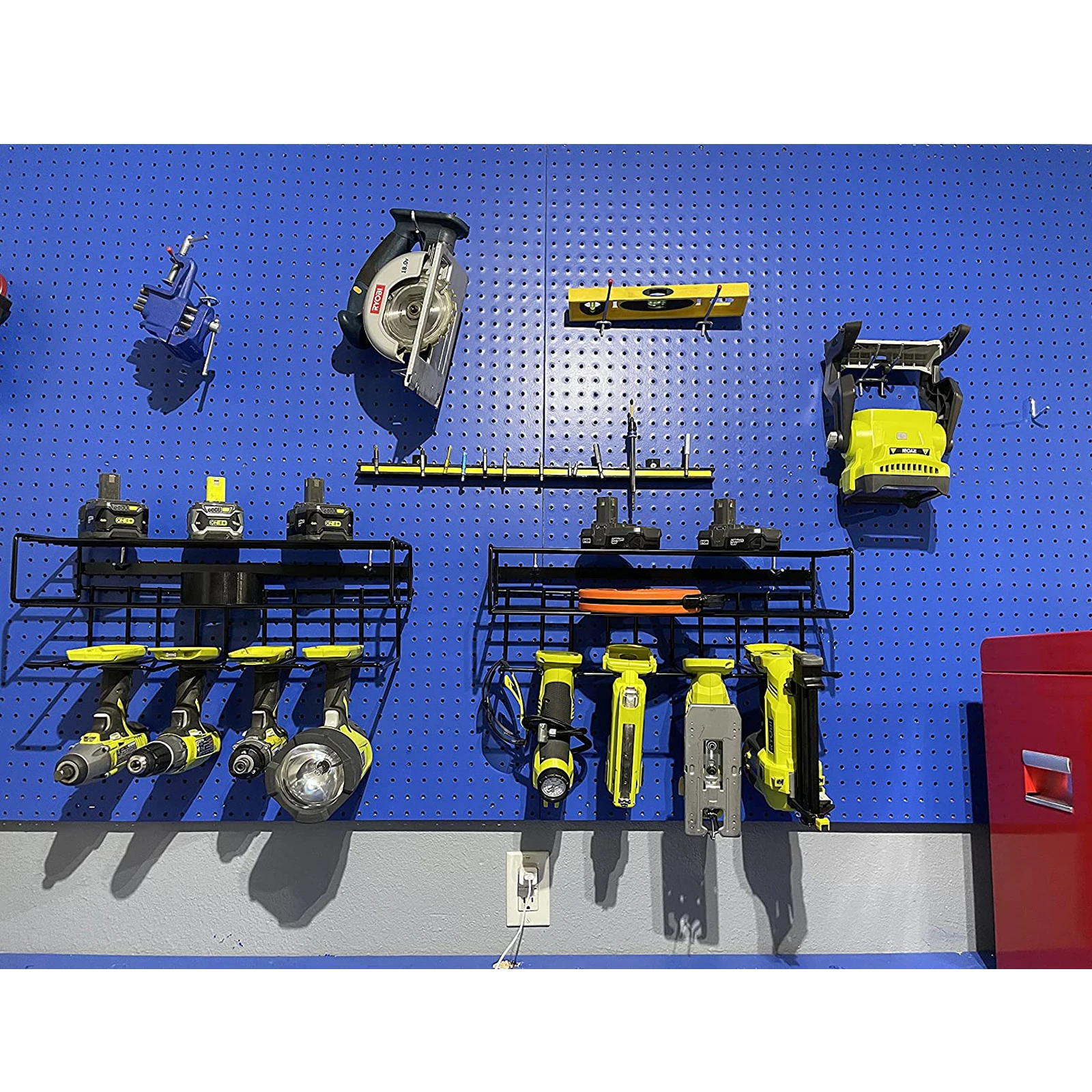 Compact Steel Design Wall Mounted Storage Rack for Handheld & Power Tools Heavy Duty Floating Tool Shelf