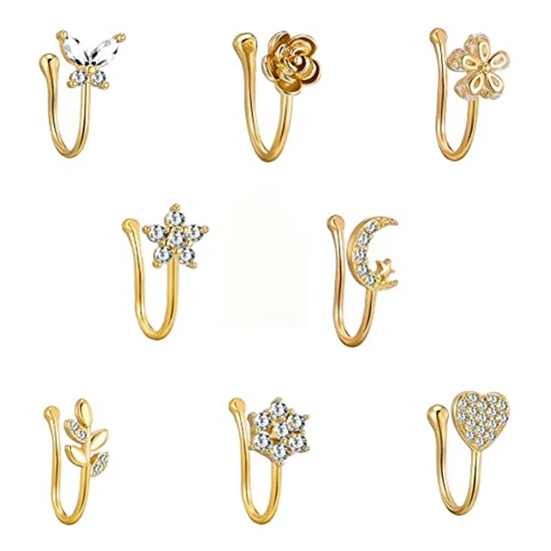 Fashion piercing jewelry more SKU bunny butterfly faux nose ring nose cuff CZ Non Piercing nose clip wholesale Body Jewelry