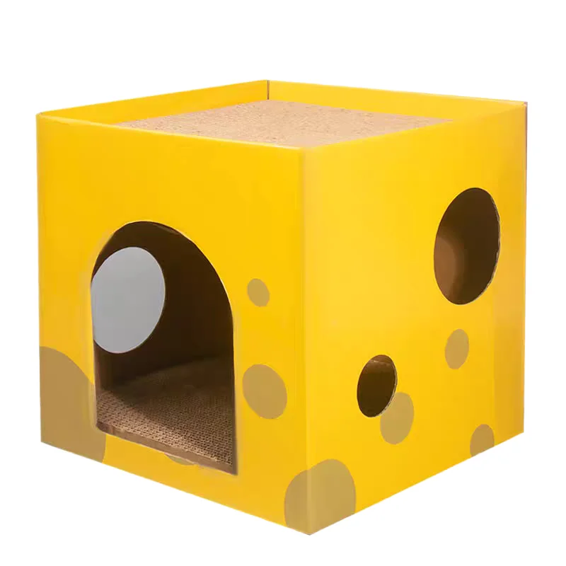 Jiefan Cheese box scratch board claw Corrugated paper thickened wear-resistant square double layer litter toys spot wholesale